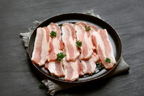 Bacon ready for cooking Stock Photos