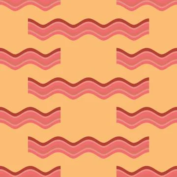 Bacon roasted seamless pattern. Thin piece of meat background. Pork texture.. Stock Illustration