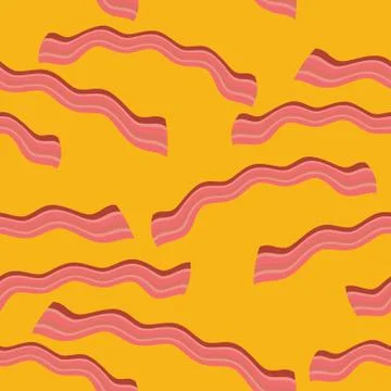 Bacon roasted seamless pattern. Thin piece of meat background. Pork texture.. Stock Illustration