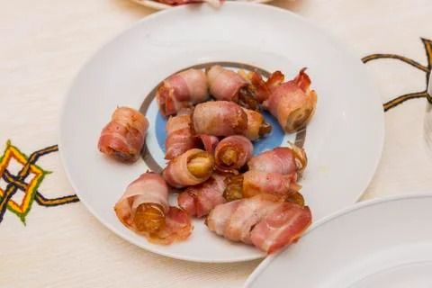 Bacon rolls stuffed cheese 写真素材