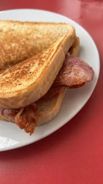 Bacon sandwich close up Stock Photos