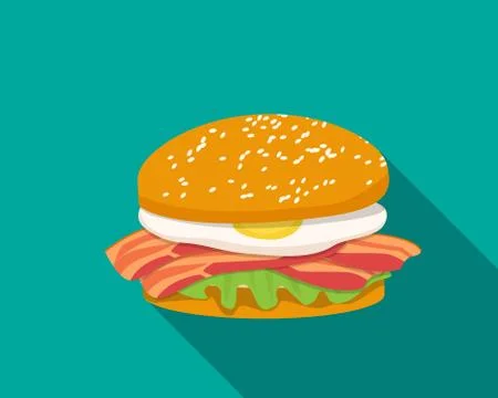 Bacon sandwich with egg in flat style Stock Illustration