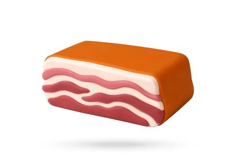 Bacon slab piece in 3D Stock-Illustration
