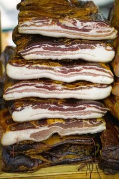 Bacon slabs stack Stock Photos