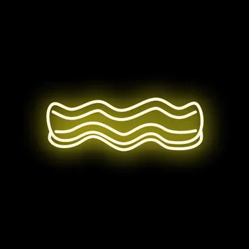 Bacon slice neon sign glowing yellow light Stock Illustration