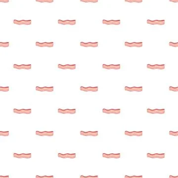 Bacon slice seamless pattern on white background Stock Illustration