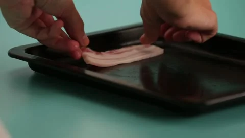 Bacon in slices 2 Video stock 132194399