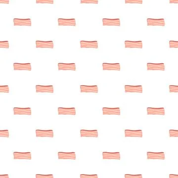 Bacon slices creating a pattern on a white background Stock Illustration
