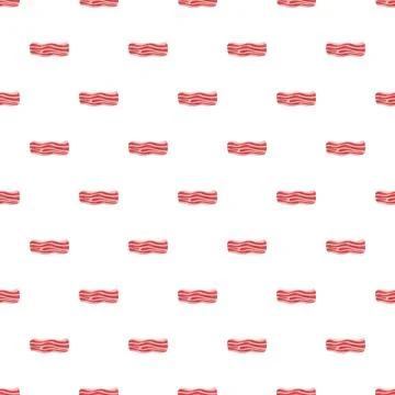 Bacon slices forming seamless repeating breakfast food pattern 库存插图