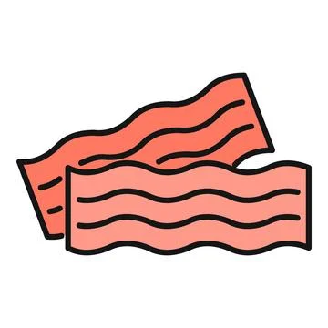Bacon slices icon representing breakfast meat food Stock Illustration