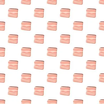 Bacon slices seamless pattern on white background Illustrazione stock