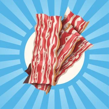 Bacon slices on shining background Stock Illustration