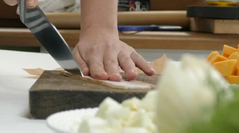 Bacon slices splitting on kitchen table, 4k Stock Footage 60777254