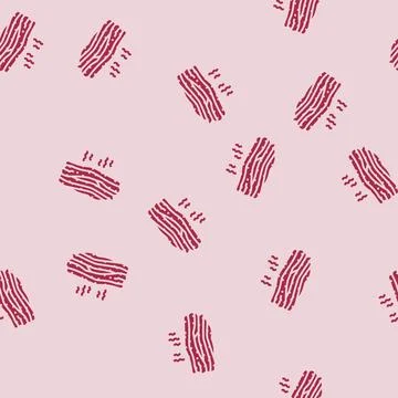Bacon smoked glyph seamless pattern Stock Illustration