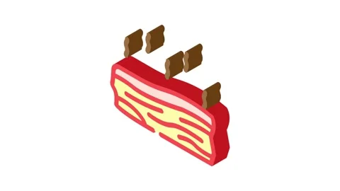 Bacon smoked isometric icon animation Stock Footage 327290653