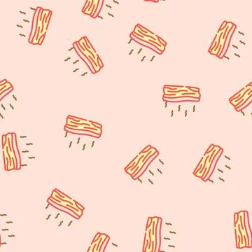 Bacon smoked vector seamless pattern Illustrazione stock