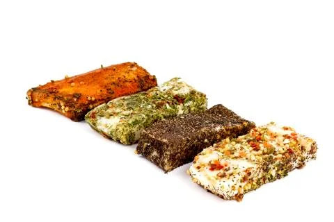 Bacon with spices on a white background Foto stock