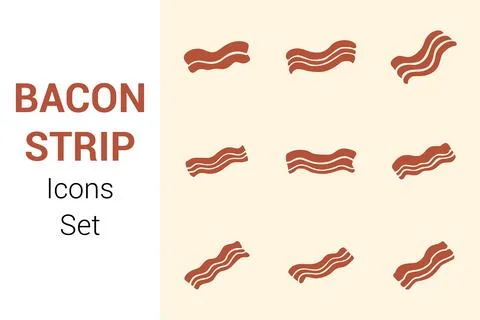 Bacon Strip Icons Set. Stock-Illustration