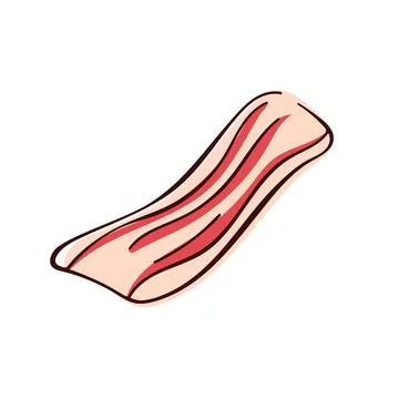 Bacon strip with lines in flat style. Ideal for food projects, breakfast theme Stock Illustration