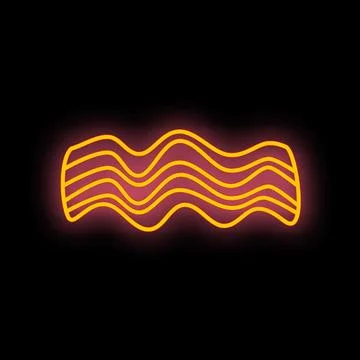 Bacon strip shaped neon light glowing on dark background Stock-Illustration