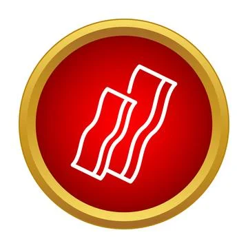 Bacon strips icon on red and gold button Stock Illustration