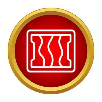 Bacon strips icon with red circle gold frame イラスト素材