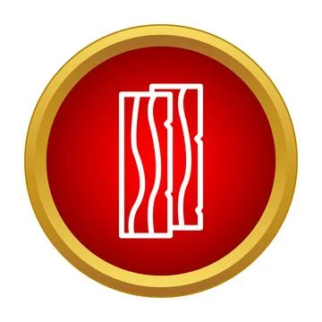 Bacon strips line art icon in red circle Stock Illustration