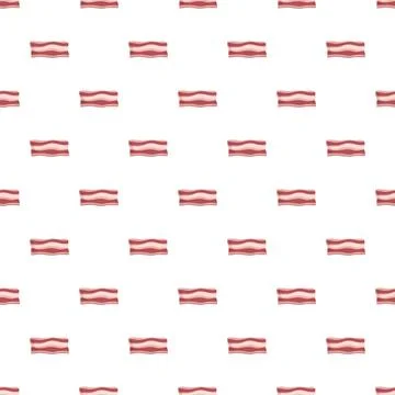 Bacon strips seamless pattern on white background Stock Illustration