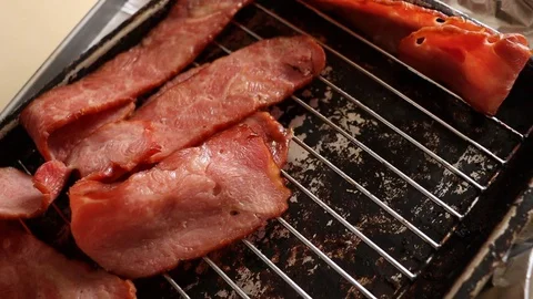Bacon on a tray Stock Footage 128783043