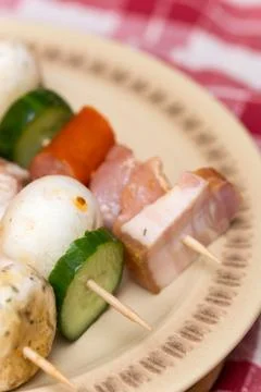 Bacon with vegetables ready for grilling Stock Photos