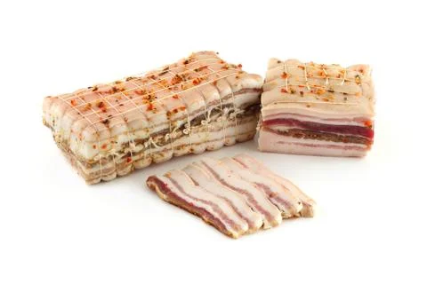 Bacon on white background Stock Photos