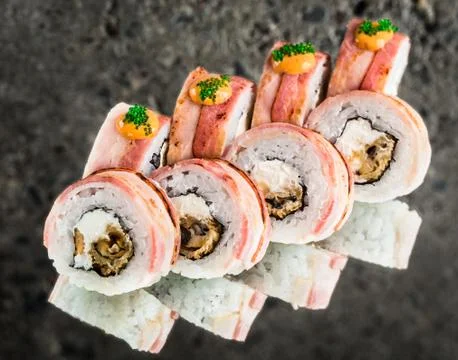 Bacon wraped roll Stock Photos