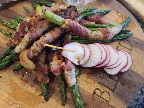 Bacon wrapped asparagus Stock Photos