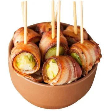 Bacon wrapped brussels sprouts Stock Photos