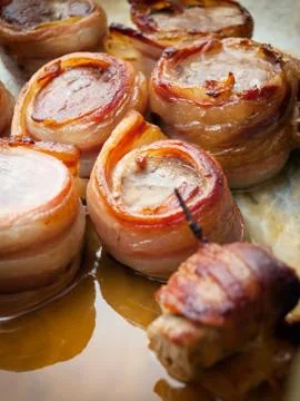 Bacon wrapped fillets Stock Photos