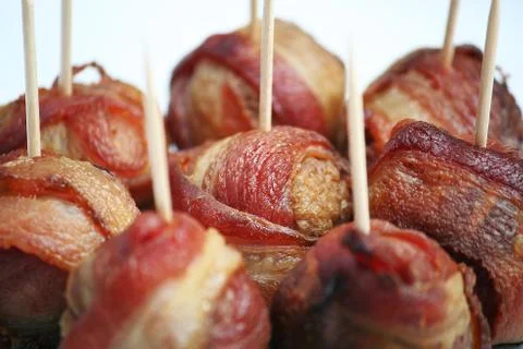 Bacon wrapped meatballs Stock Photos