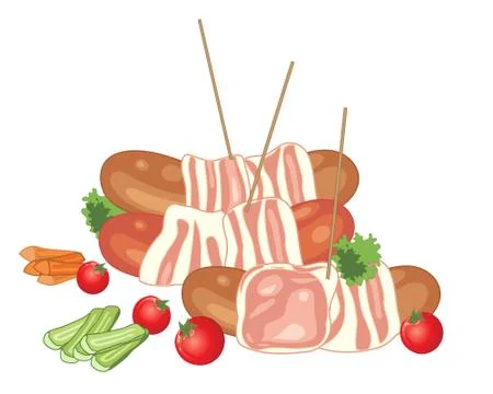 Bacon wrapped sausages Stock Illustration