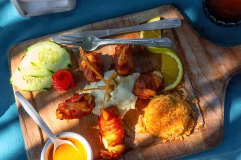 Bacon Wrapped Stuffed Shrimp Stock Photos