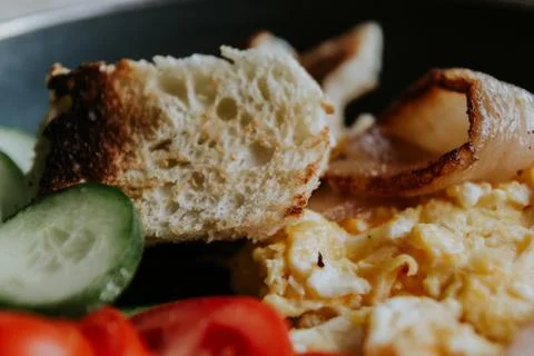 Bacon,bred,egg and vegetables Foto stock