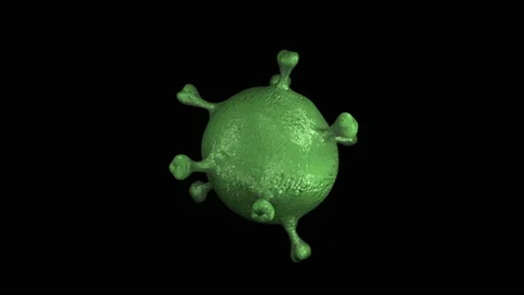 Bacteria 3d Render Green Object Spin Animation Isolated on Black Background Stock Footage 134445437