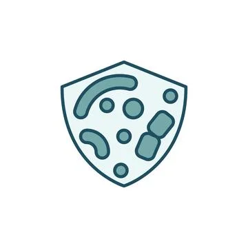Bacteria and Germs inside Shield vector colored icon Stock Illustration