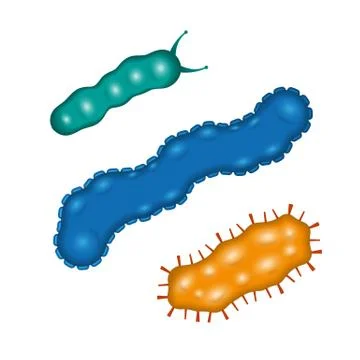 Bacteria and germs, viruses, micro-organisms, worms set Stock Illustration