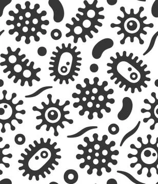 Bacteria and Virus Microbe Seamless Pattern. Vector Background Stockillustratie