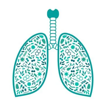 Bacteria and virus in respiratory system Stock Illustration