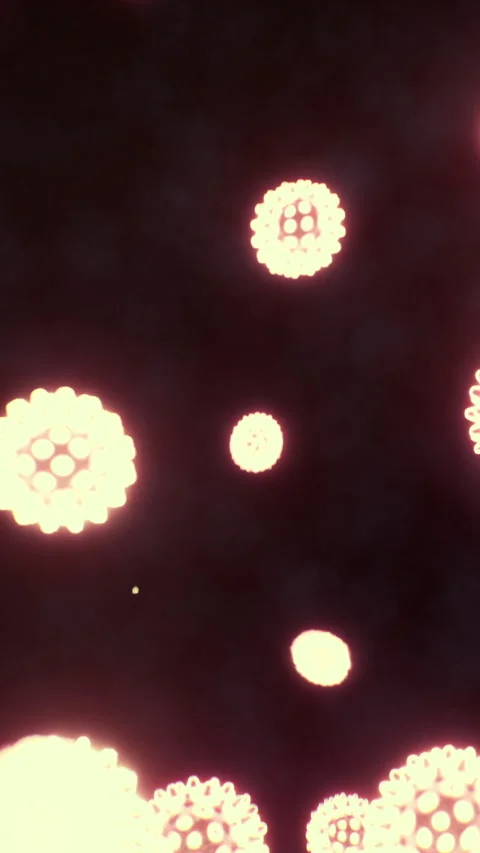 Bacteria and viruses floating in dark background with glowing appearance Stock Footage 334885258