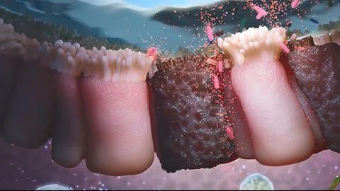 Bacteria attack the digestive system Stock Illustration