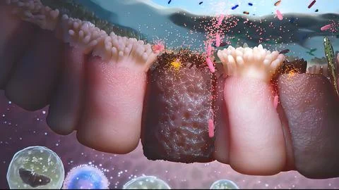 Bacteria attack the digestive system Stock Illustration