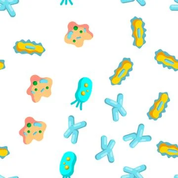Bacteria, Bacterial Cells Vector Seamless Pattern Stock Illustration
