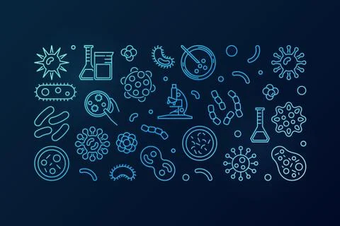 Bacteria blue vector illustration or horizontal banner Stock Illustration