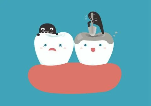 Bacteria breaking teeth Illustrazione stock